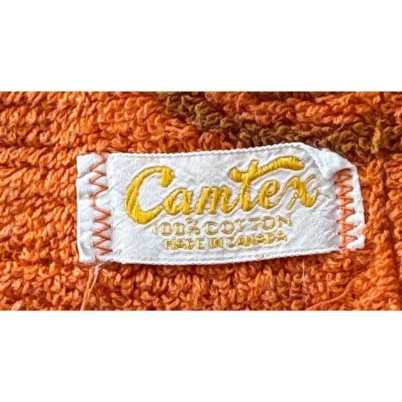Vintage 70s small bath towel, orange & brown, plush, reversible, fringed - Picture 9 of 9